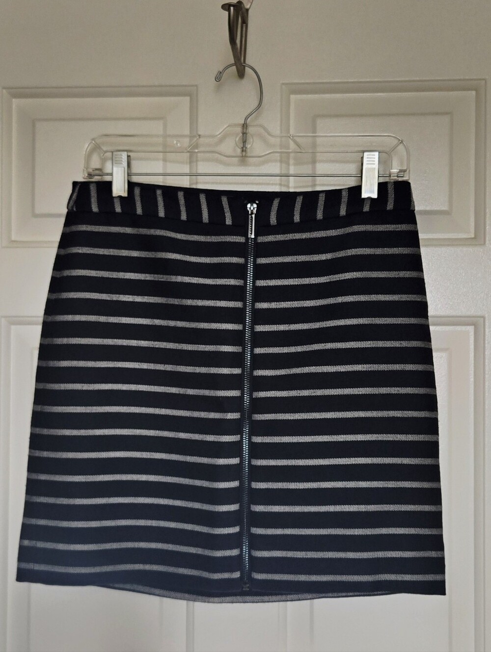 The Limited Navy and White Striped Zip-Front Mini Skirt